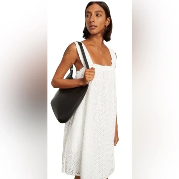 Everlane The Eyelet Smock Dress in White Size large - Picture 5 of 8